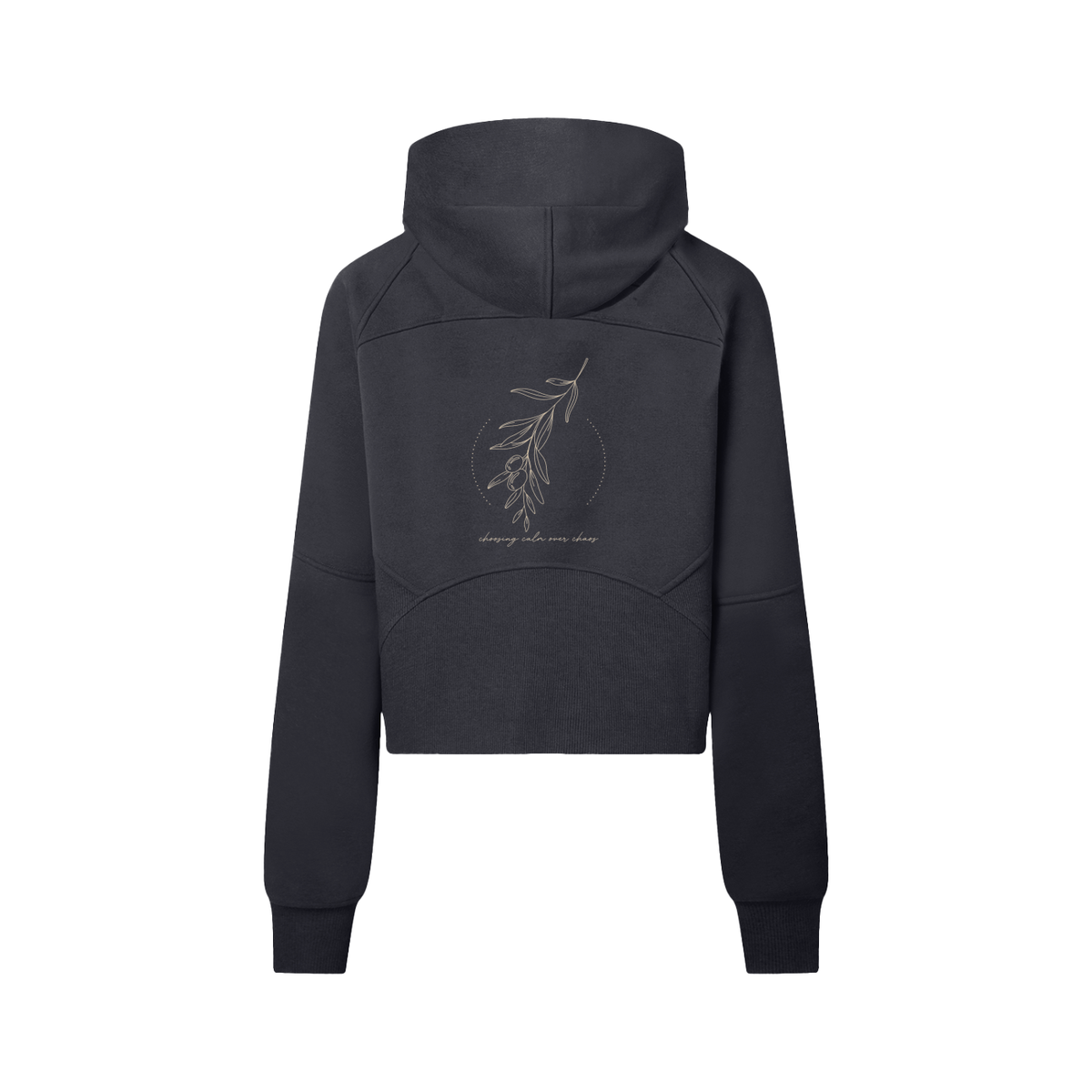 Calm Over Chaos Cropped Half Zip Sweatshirt in Black