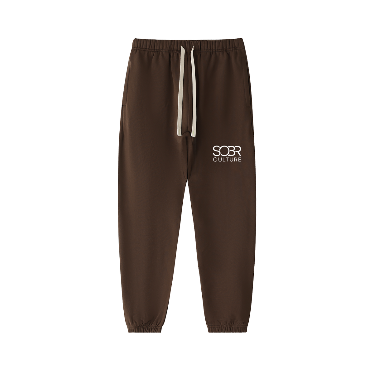 The Essentials Cotton Sweatpants in Coffee – Front View
