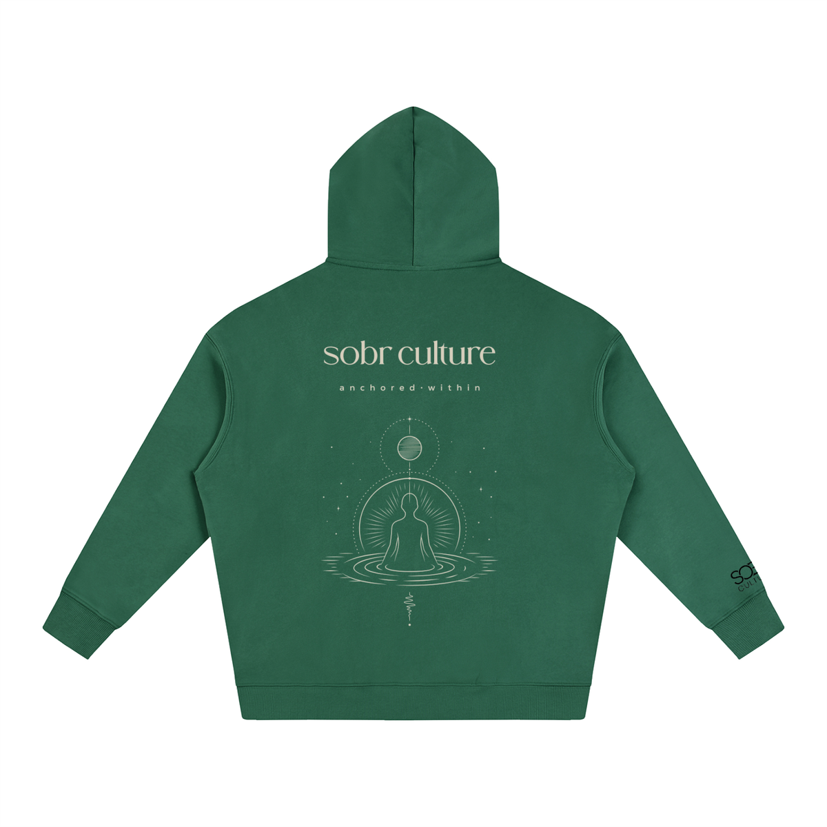 Anchored Within Hoodie Green – Back View with Anchored Within Graphic