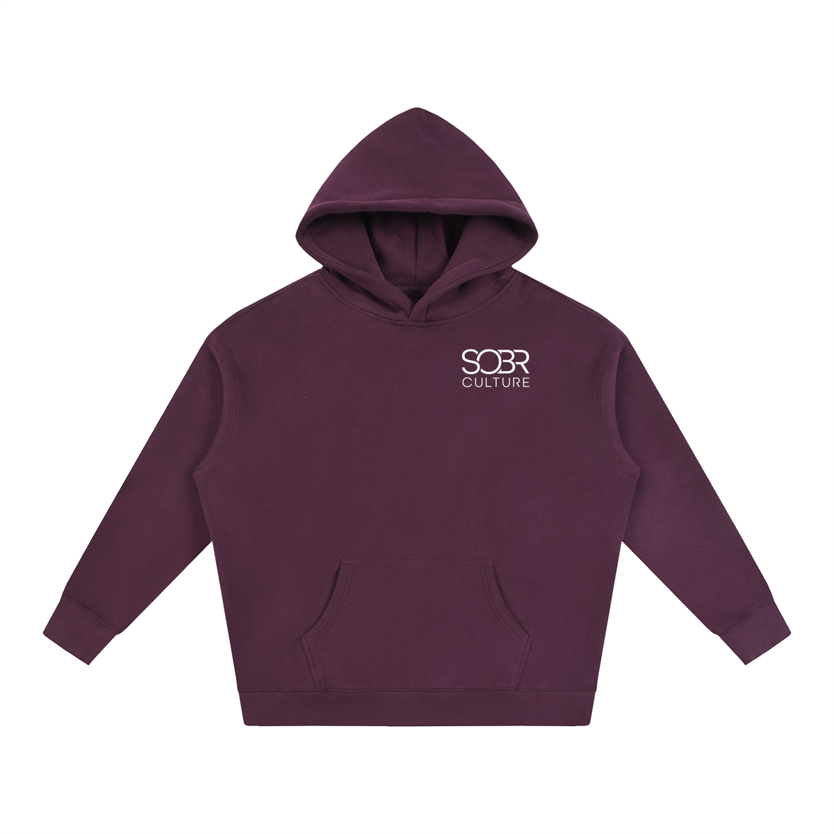 The Essentials Fleece Hoodie in Plum Purple – Front View