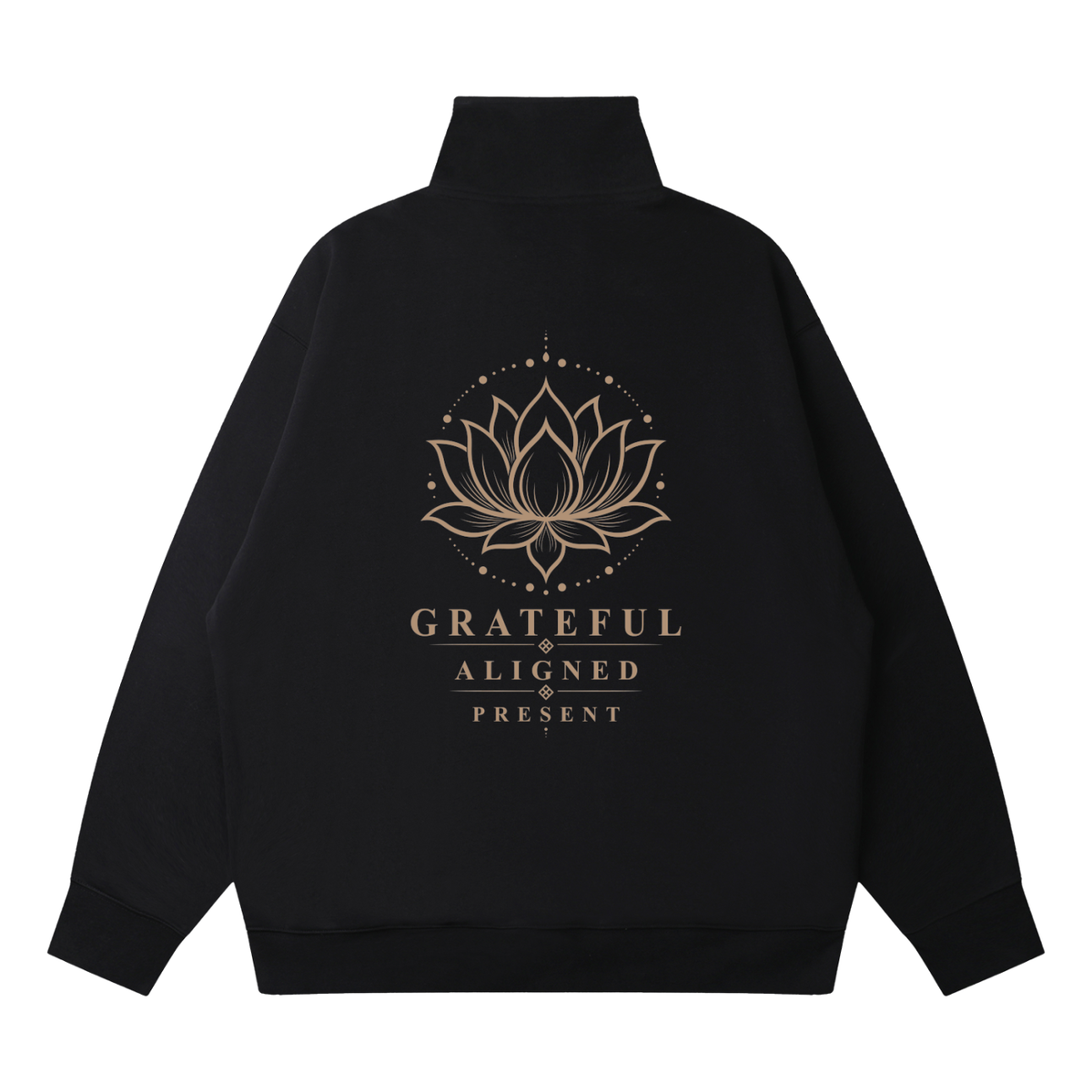 The Aligned Oversized Quarter Zip Pullover in Black – Back View