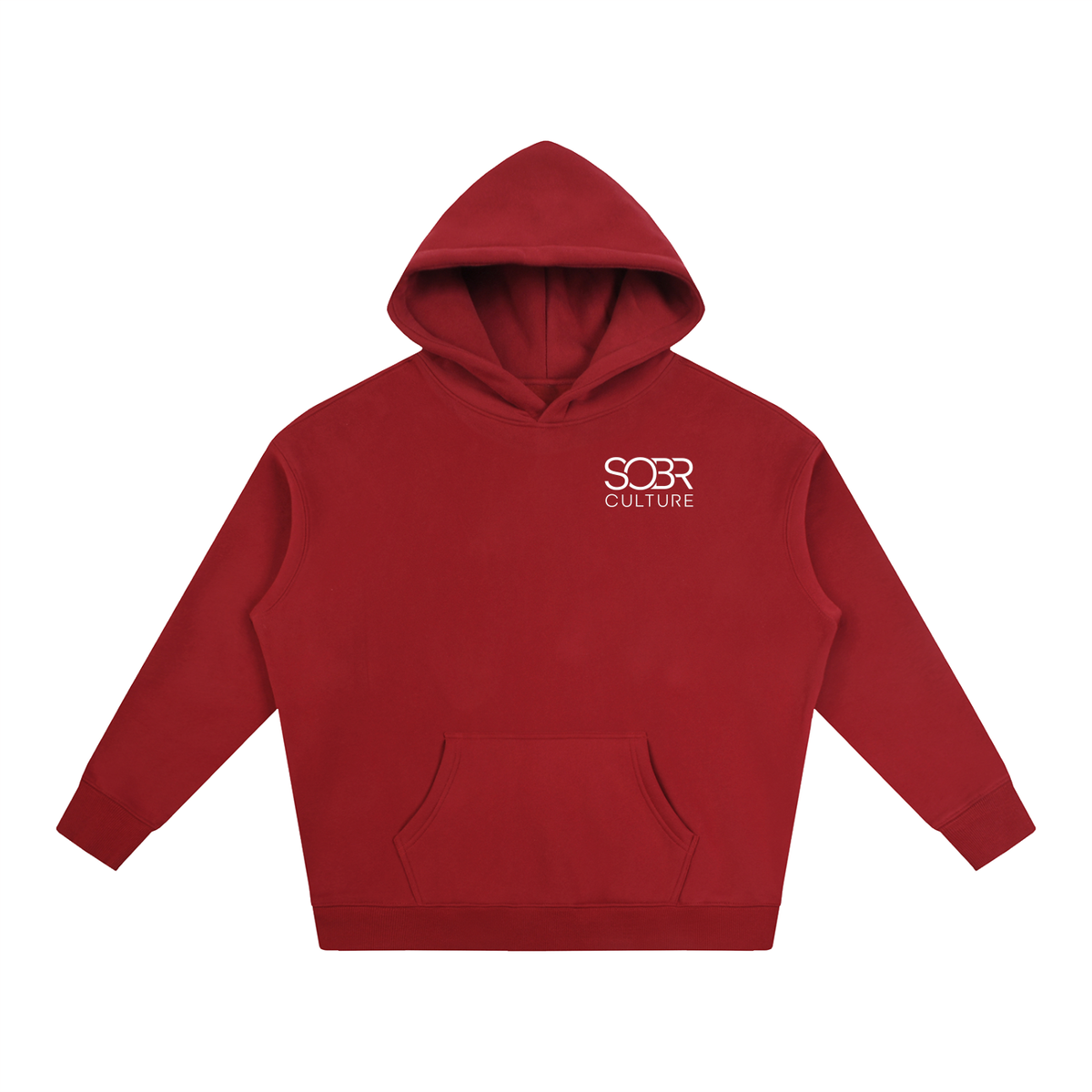 The Essentials Fleece Hoodie in Red – Front View