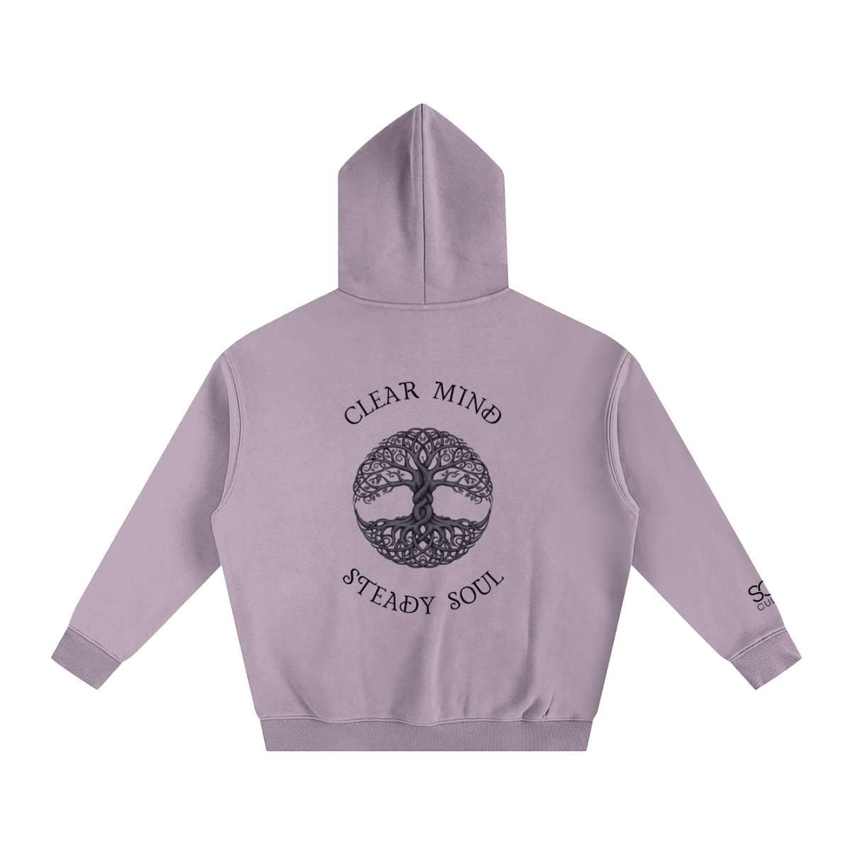 Clear Mind, Steady Soul Oversized Hoodie in White – Back View