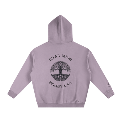 Clear Mind, Steady Soul Oversized Hoodie in White – Back View